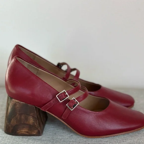 Huma Blanco Perry Mary Jane Blanco Block Heel, Cherry Red, Size 37/US 7 - Picture 5 of 13